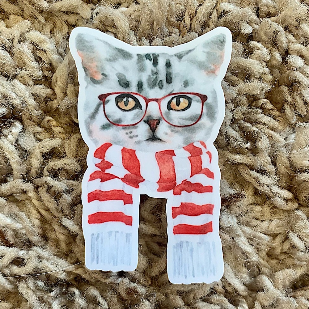 🎄6/$12 Christmas Cat Vinyl Sticker Matte